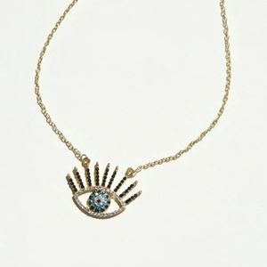 Rhinestone eye pendent necklace